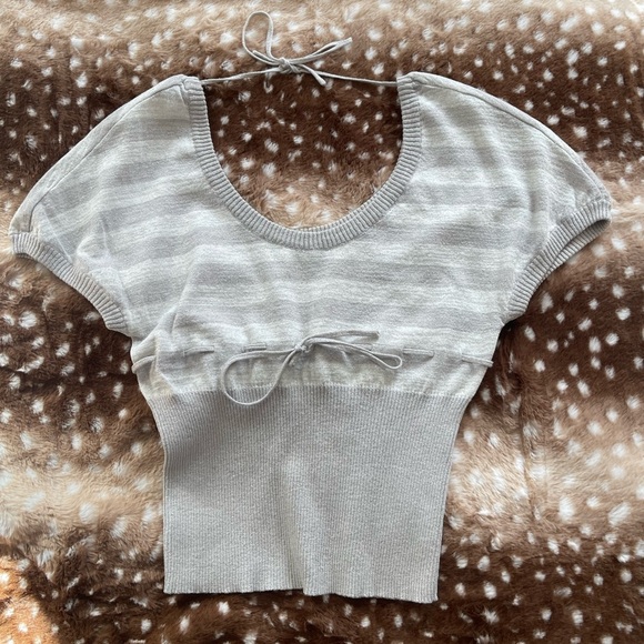 isay Tops - Super cute striped sparkly knit tie top